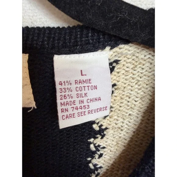 Jane's Closet Vintage Safari Animal Beaded Silk Blend Cardigan Sweater Large - Picture 6 of 8